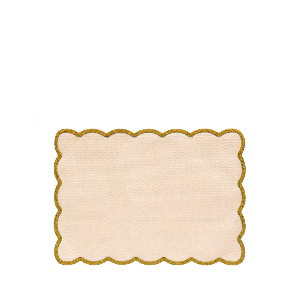 'Lola' Placemat with Scalloped Edge in Yellow, 35 x 50cm