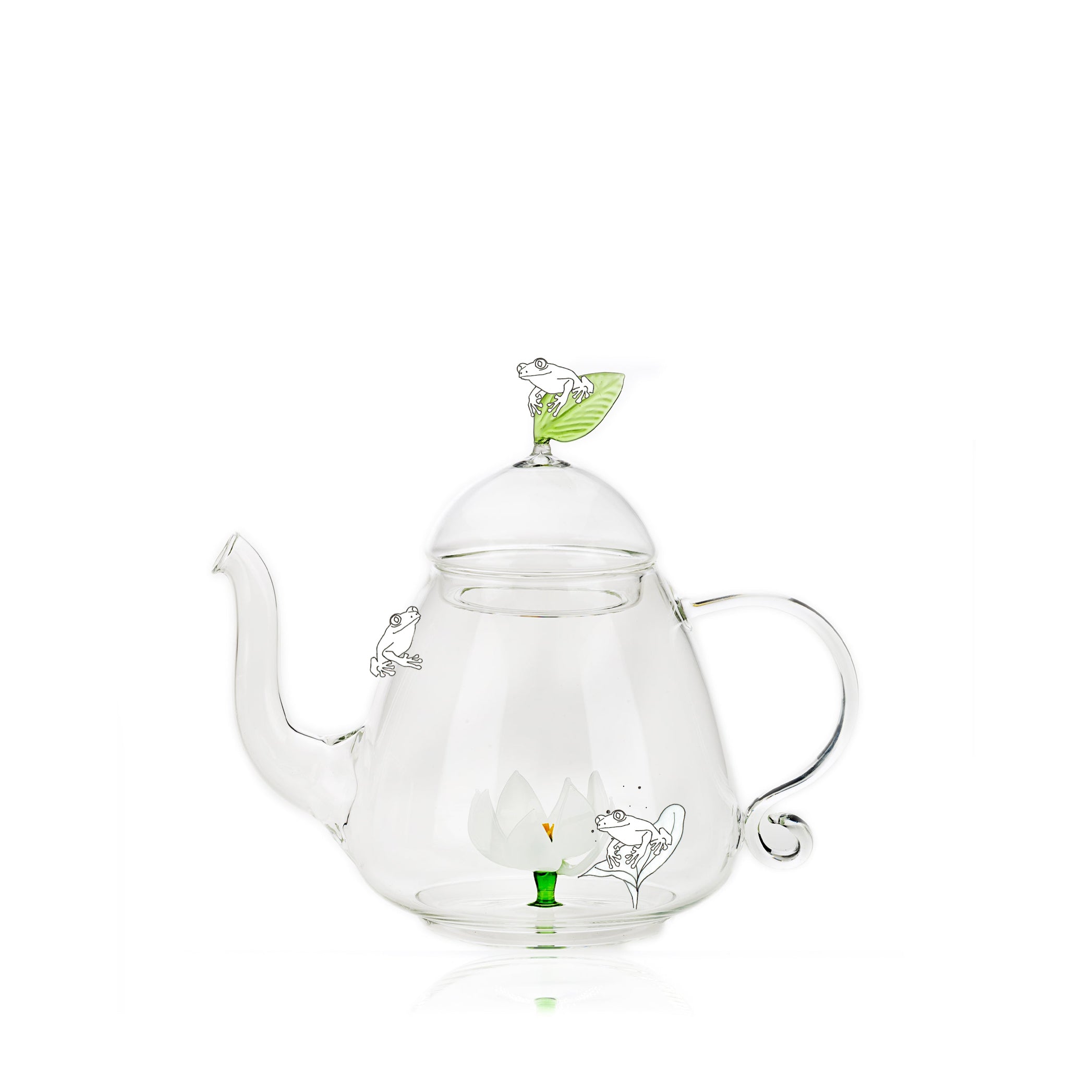 Handblown Murano Glass Lotus Teapot in White
