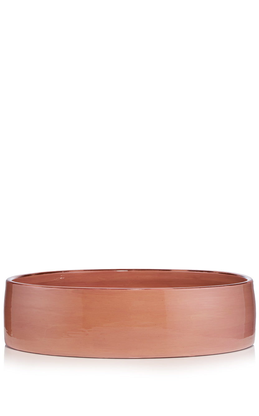 Ceramic Low Serving Bowl in Pink