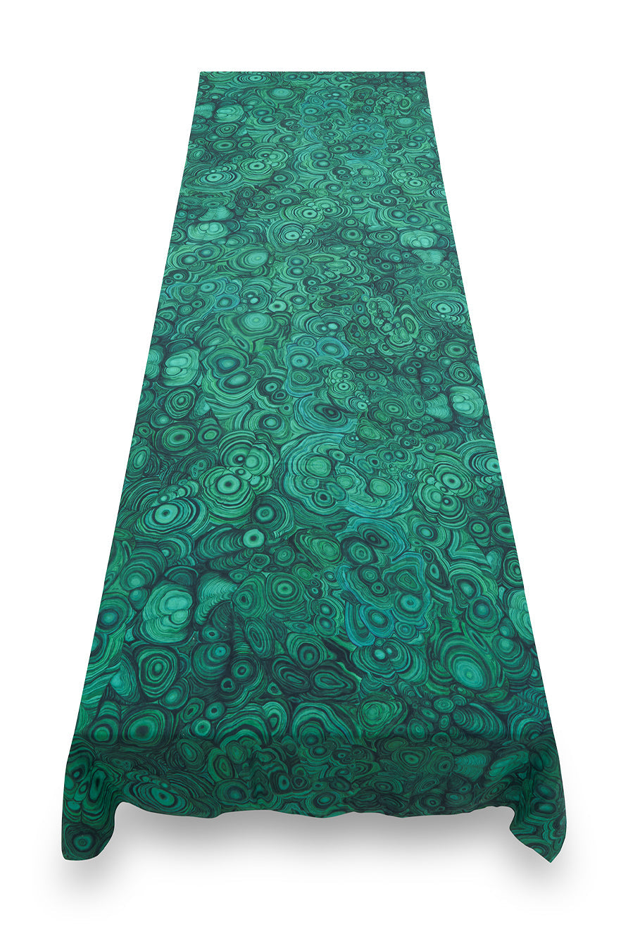 'Malachite' Linen Tablecloth in Emerald Green