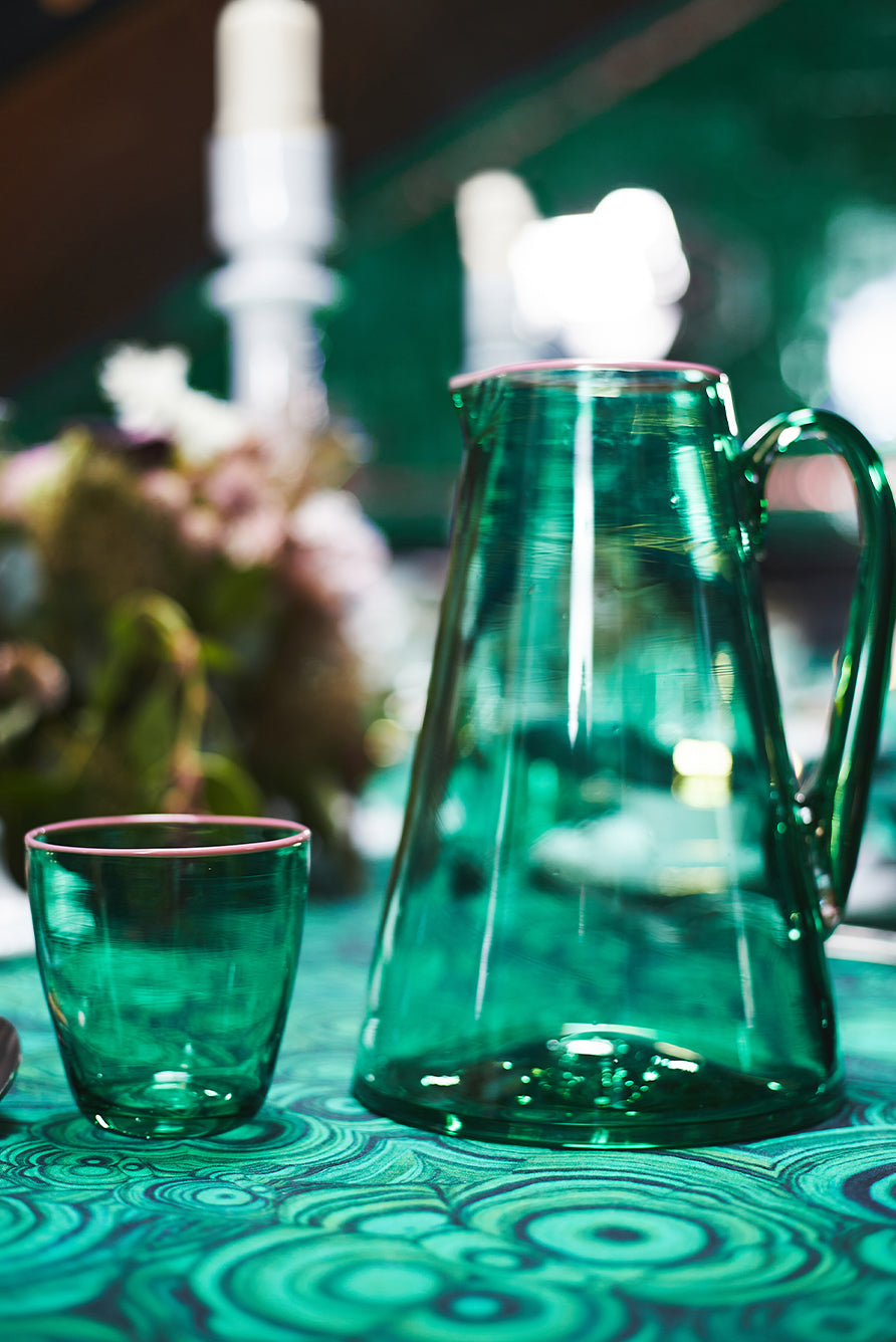 Malachite Linen Tablecloth in Emerald Green