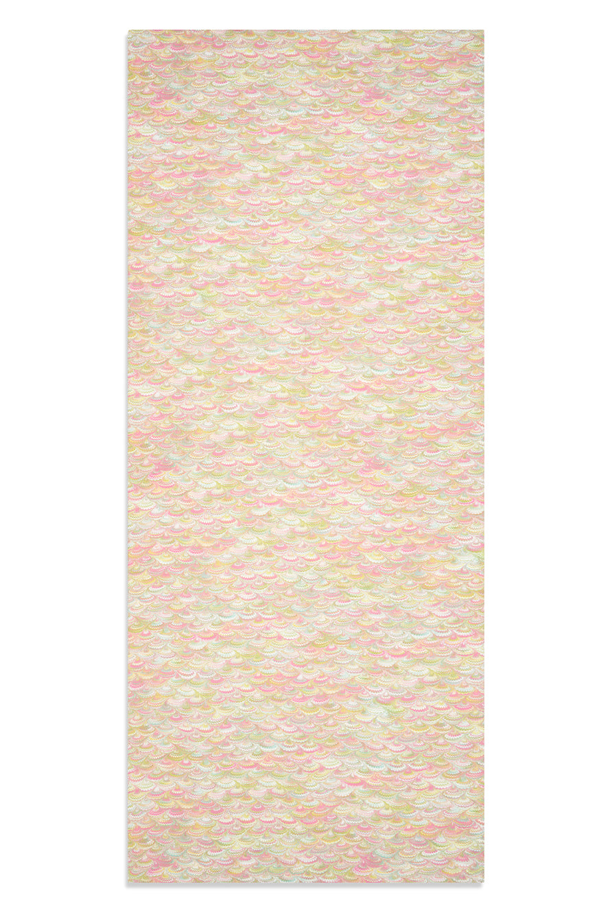 'Marble Fan' Linen Tablecloth in Pink, Green & Yellow