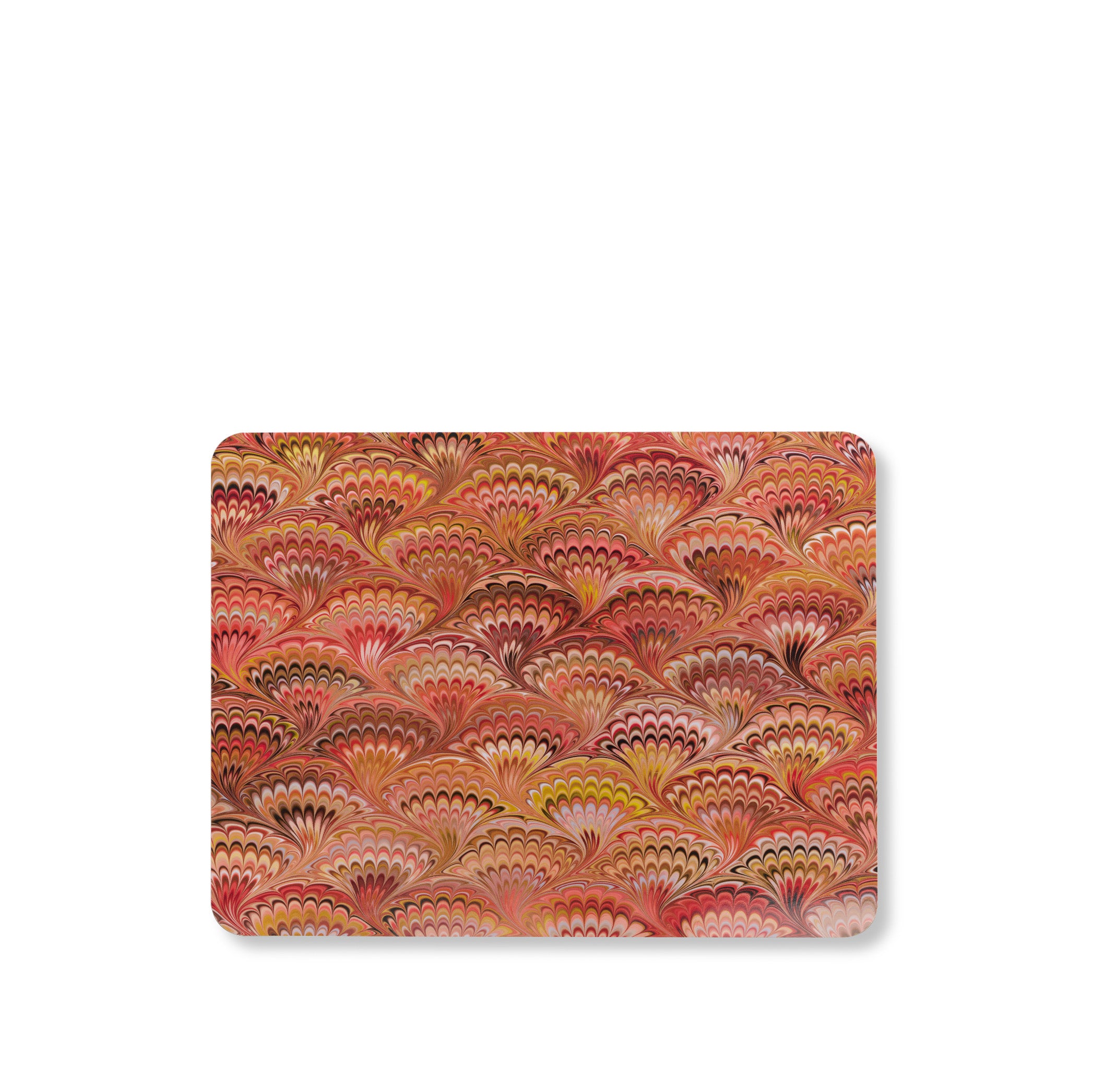 'Marble Fan' Cork-Backed Placemat in Rust Red, 29 x 38 cm
