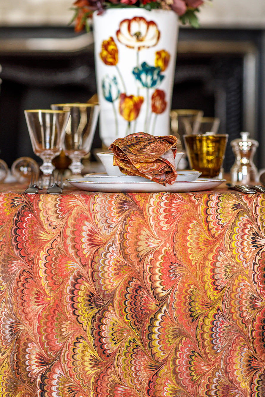 Summerill & Bishop Marble "Fan" Linen Tablecloth