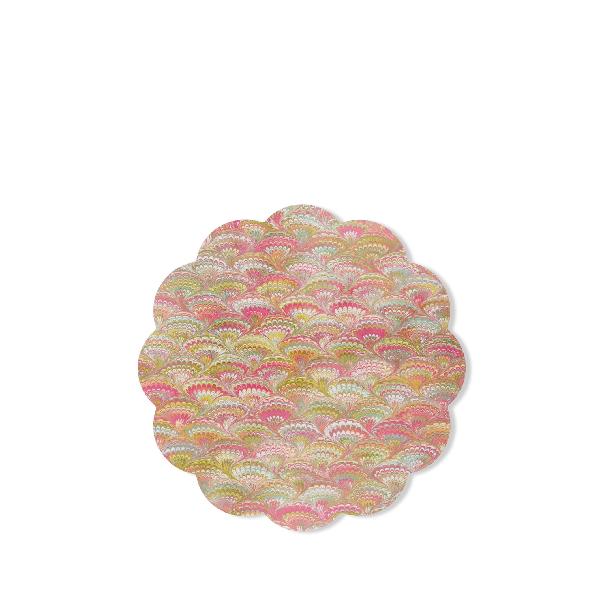Marble Fan Scalloped Cork-backed Placemat, 34cm