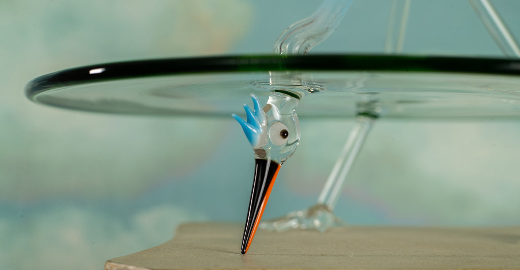 Handblown Glass Stork Cake Stand, 30cm