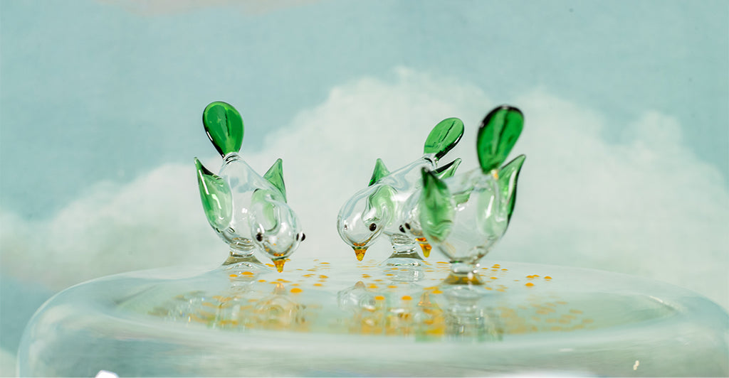 Handblown Glass Bird Seed Cake Stand, 31cm