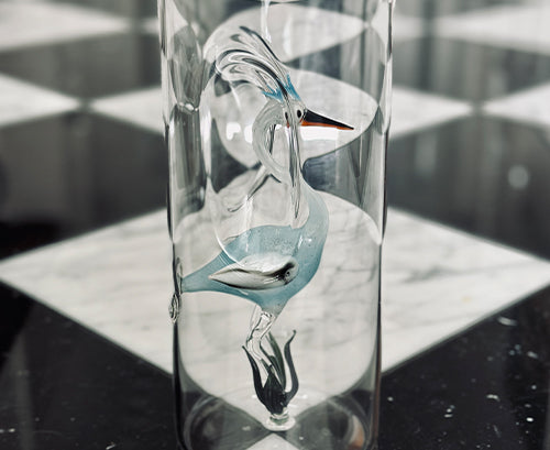 Handblown Glass Stork Cake Stand, 30cm