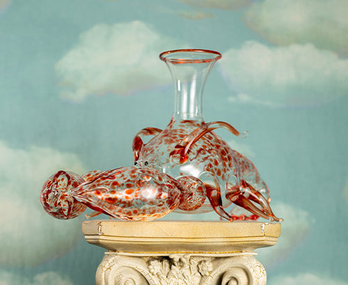 Handblown Glass Fish Decanter in Green and Purple, 25cm