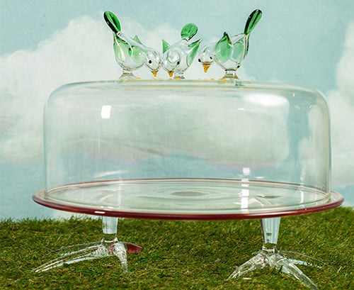 Handblown Glass Chick Cake Stand, 30cm