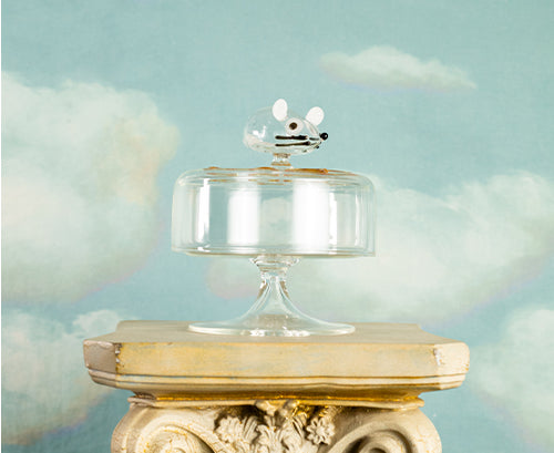 Handblown Glass Chick Cake Stand, 30cm