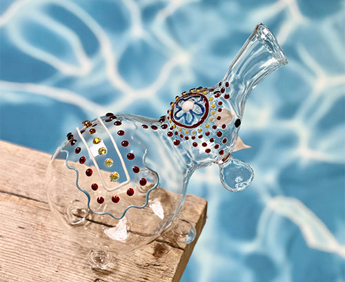 Handblown Glass Pig Decanter, 24cm