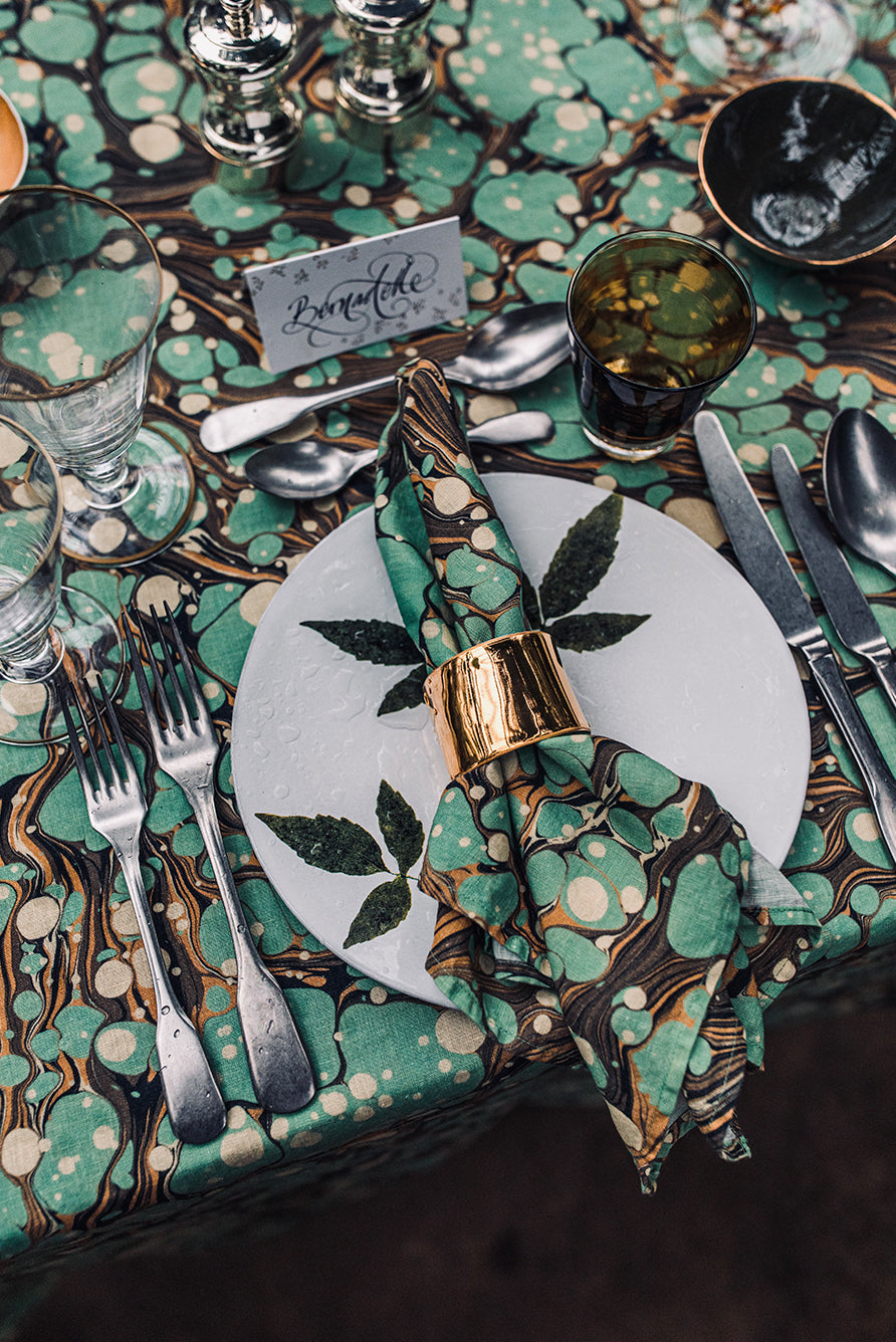 Summerill & Bishop x MatchesFashion Marble Tablecloth in Green & White