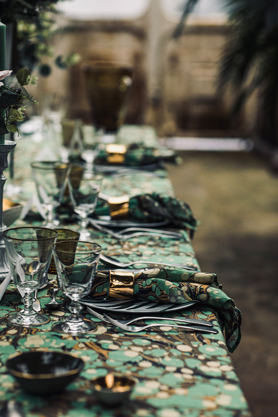 Summerill & Bishop x MatchesFashion Marble Tablecloth in Green & White