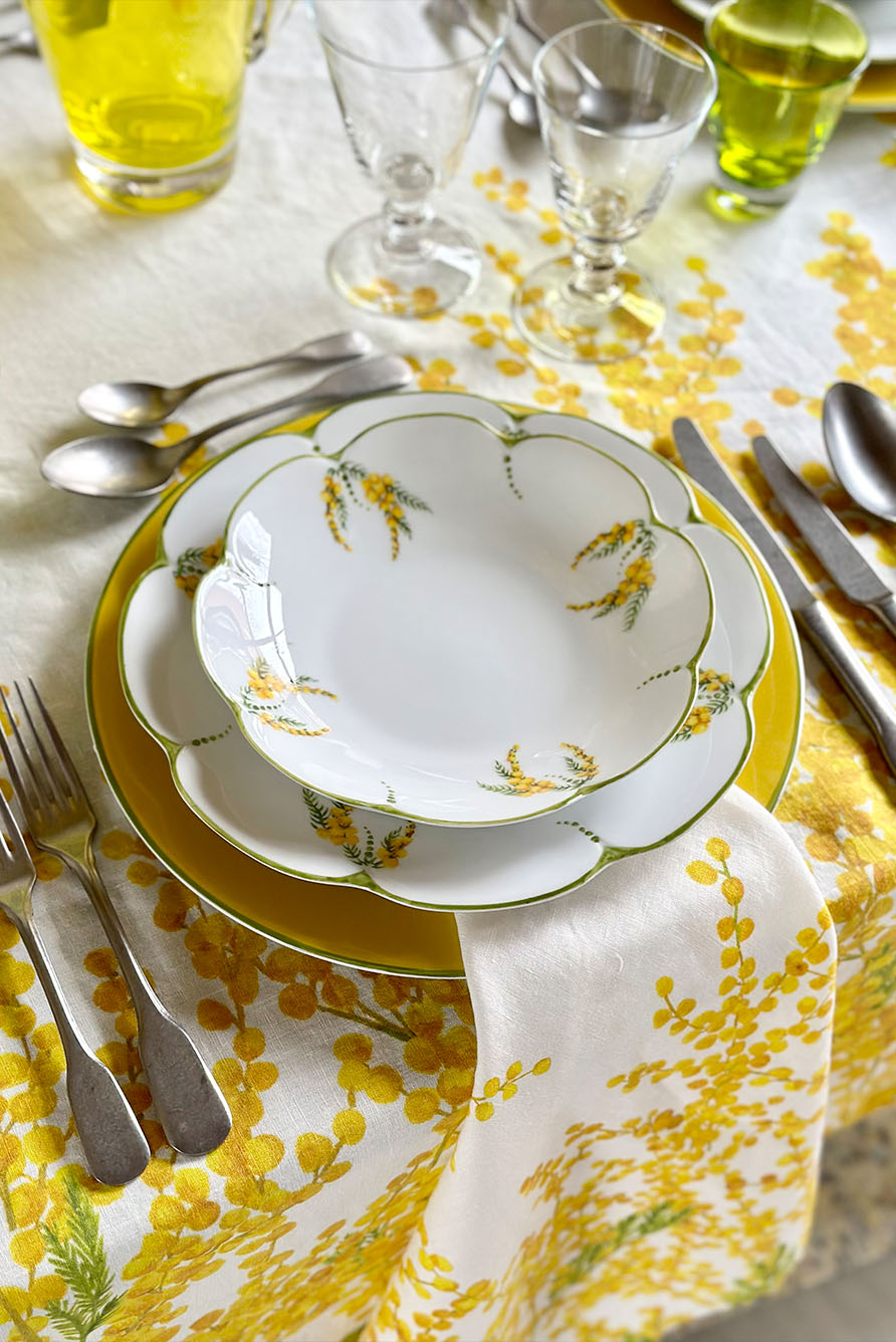 Mimosa Yellow Rim Hand-Painted Porcelain Charger Plate, 30cm