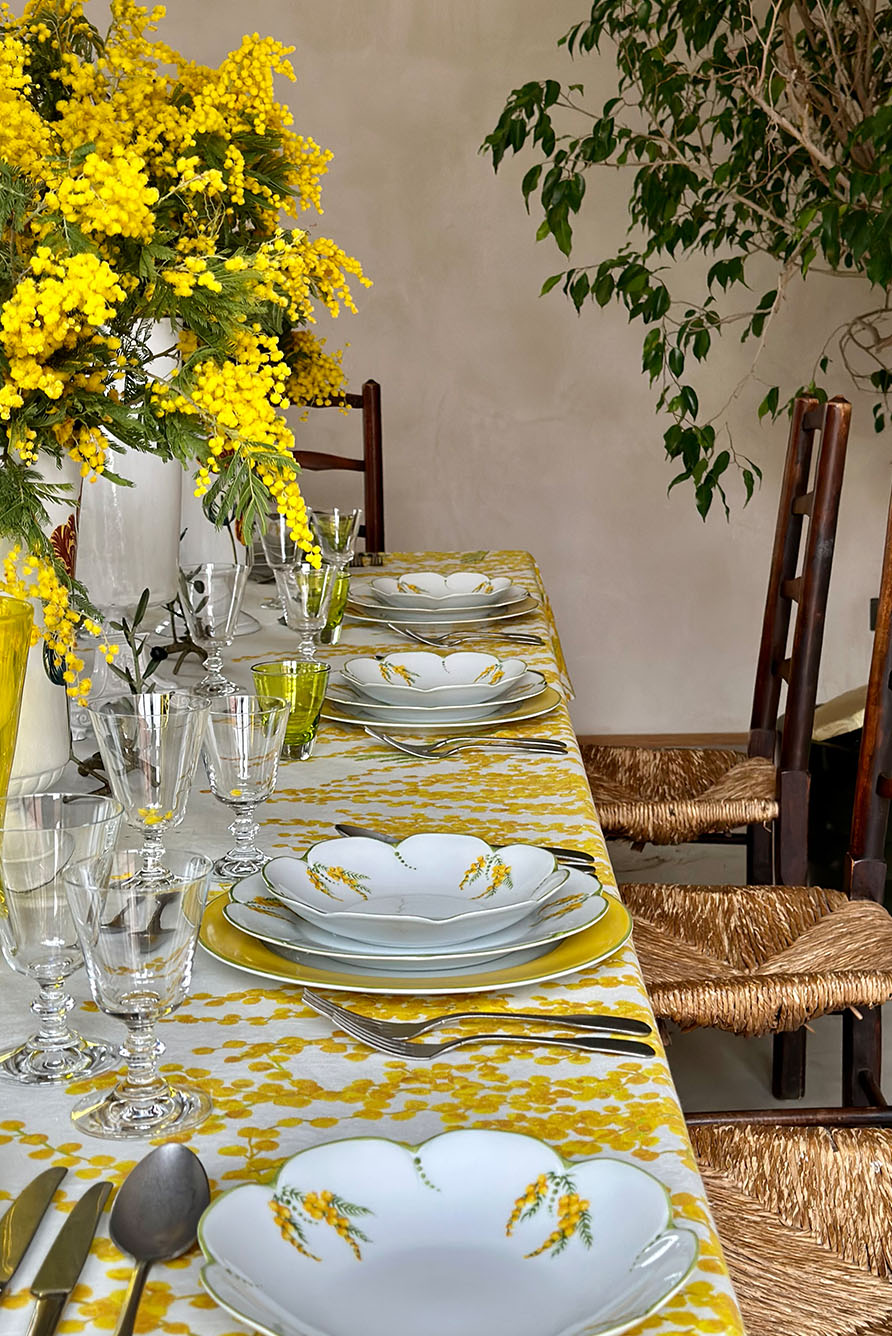 Mimosa Yellow Rim Hand-Painted Porcelain Charger Plate, 30cm