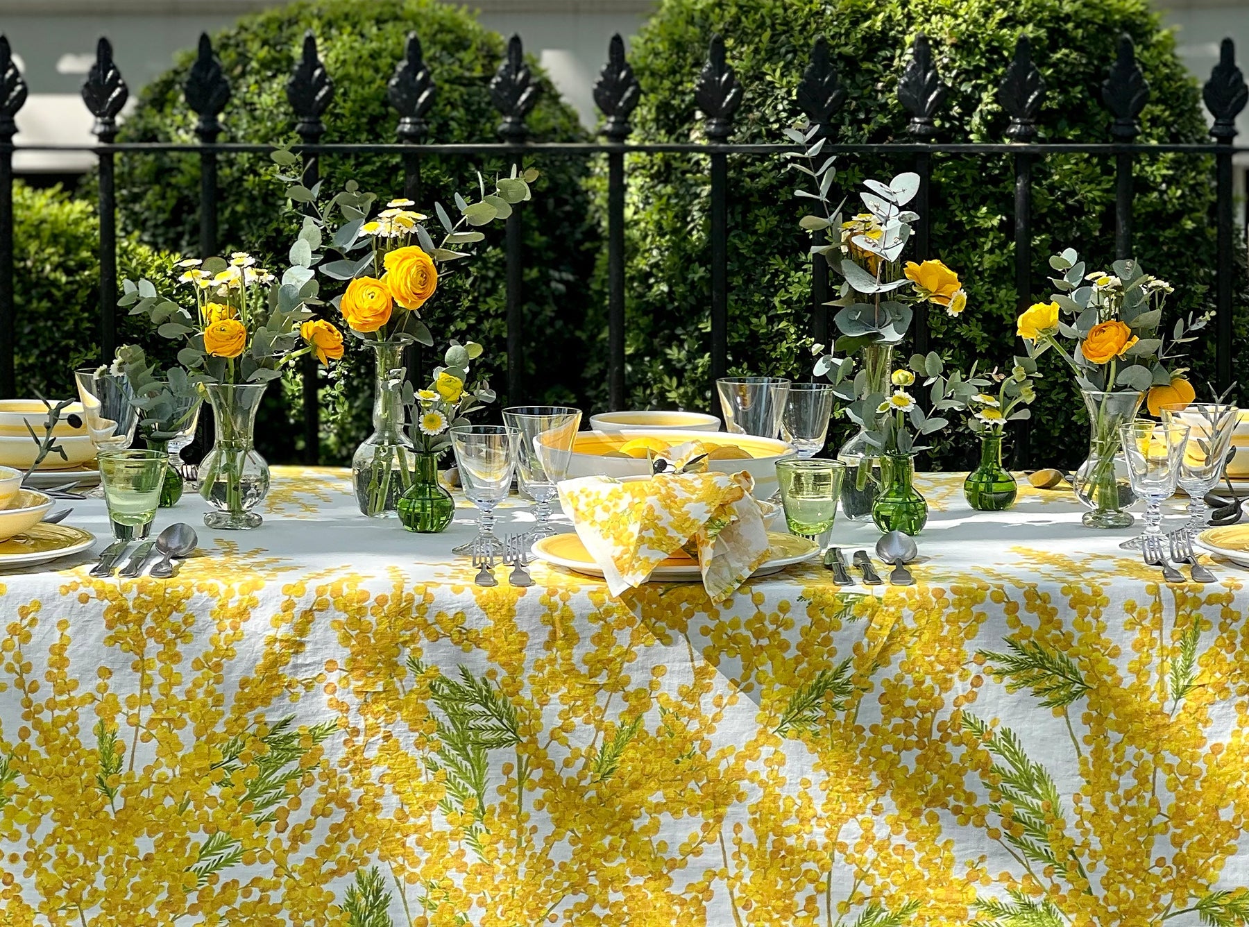 'Mimosa' Linen Napkin in Yellow, 50x50cm