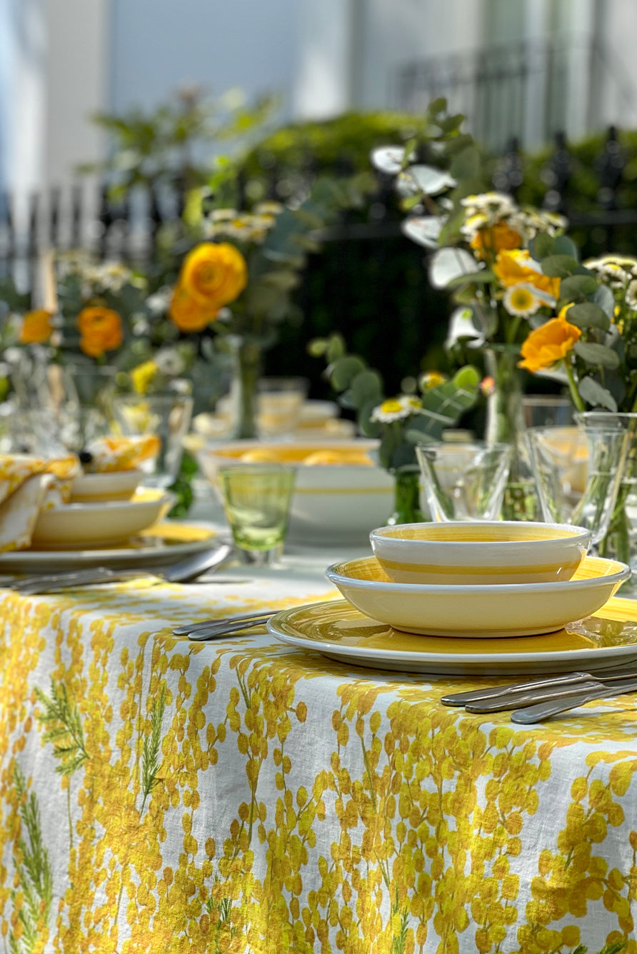 'Mimosa' Linen Napkin in Yellow, 50x50cm