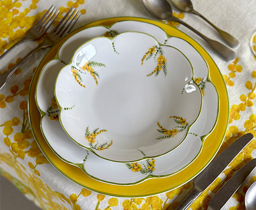 Mimosa Yellow Rim Hand-Painted Porcelain Charger Plate, 30cm