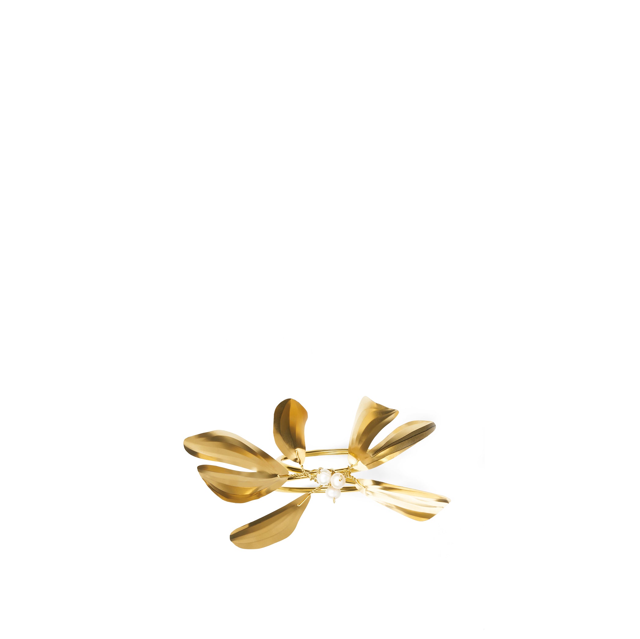 Mistletoe Brass and Fresh Water Pearl Napkin Ring