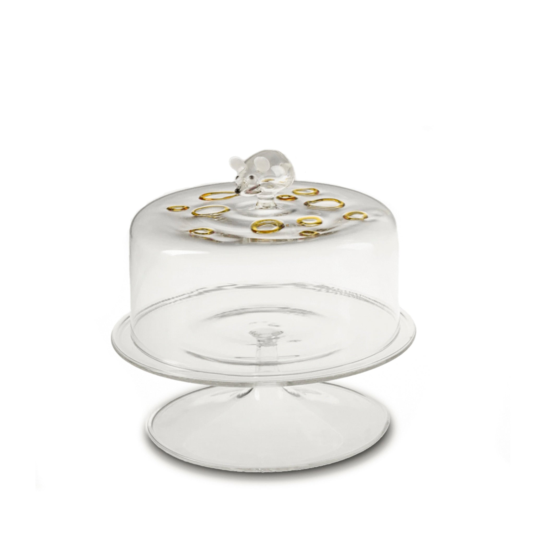 Handblown Glass Mouse Cheese Platter Stand, 25cm