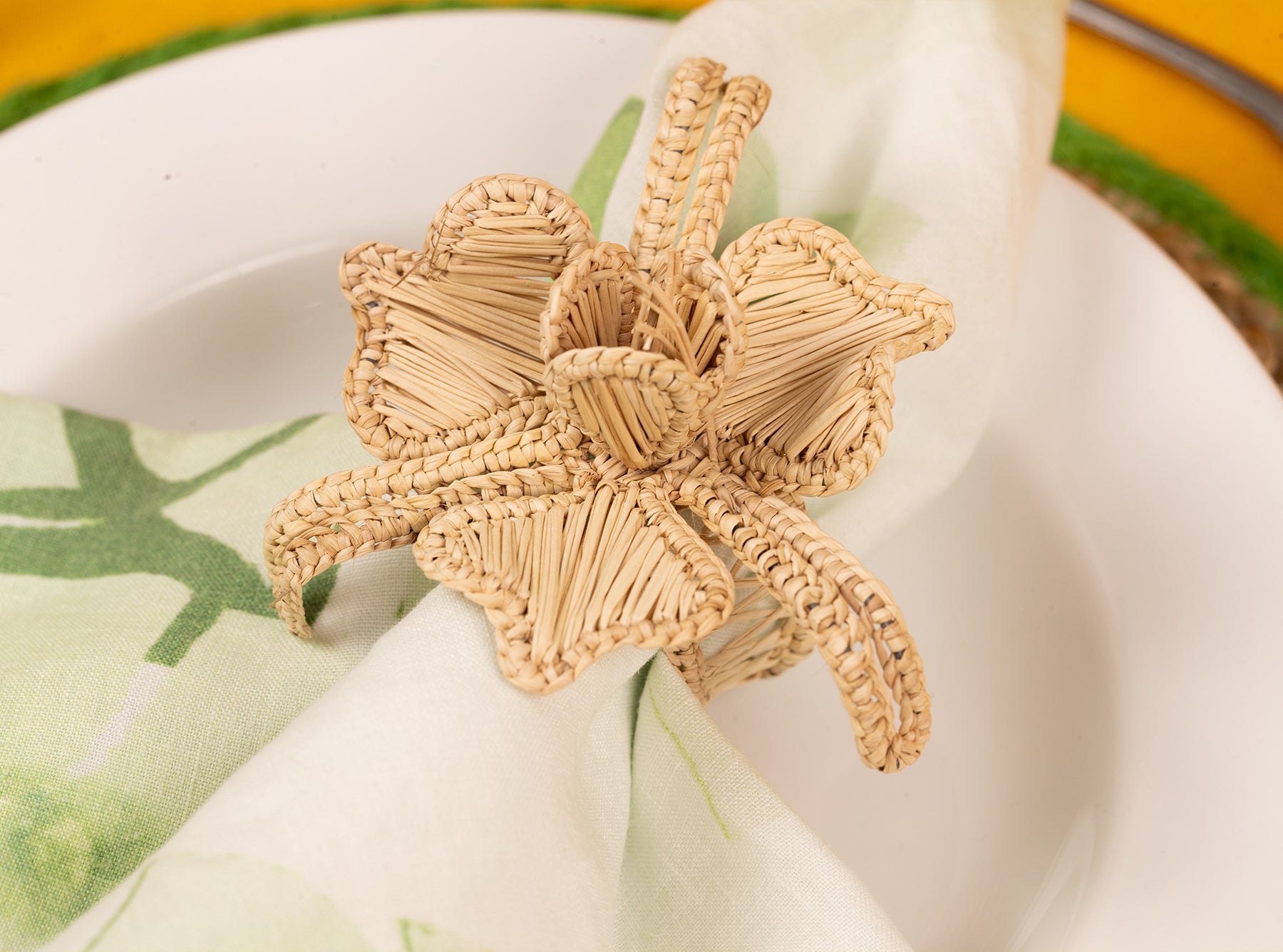 Handwoven Orchid Napkin Ring in Natural