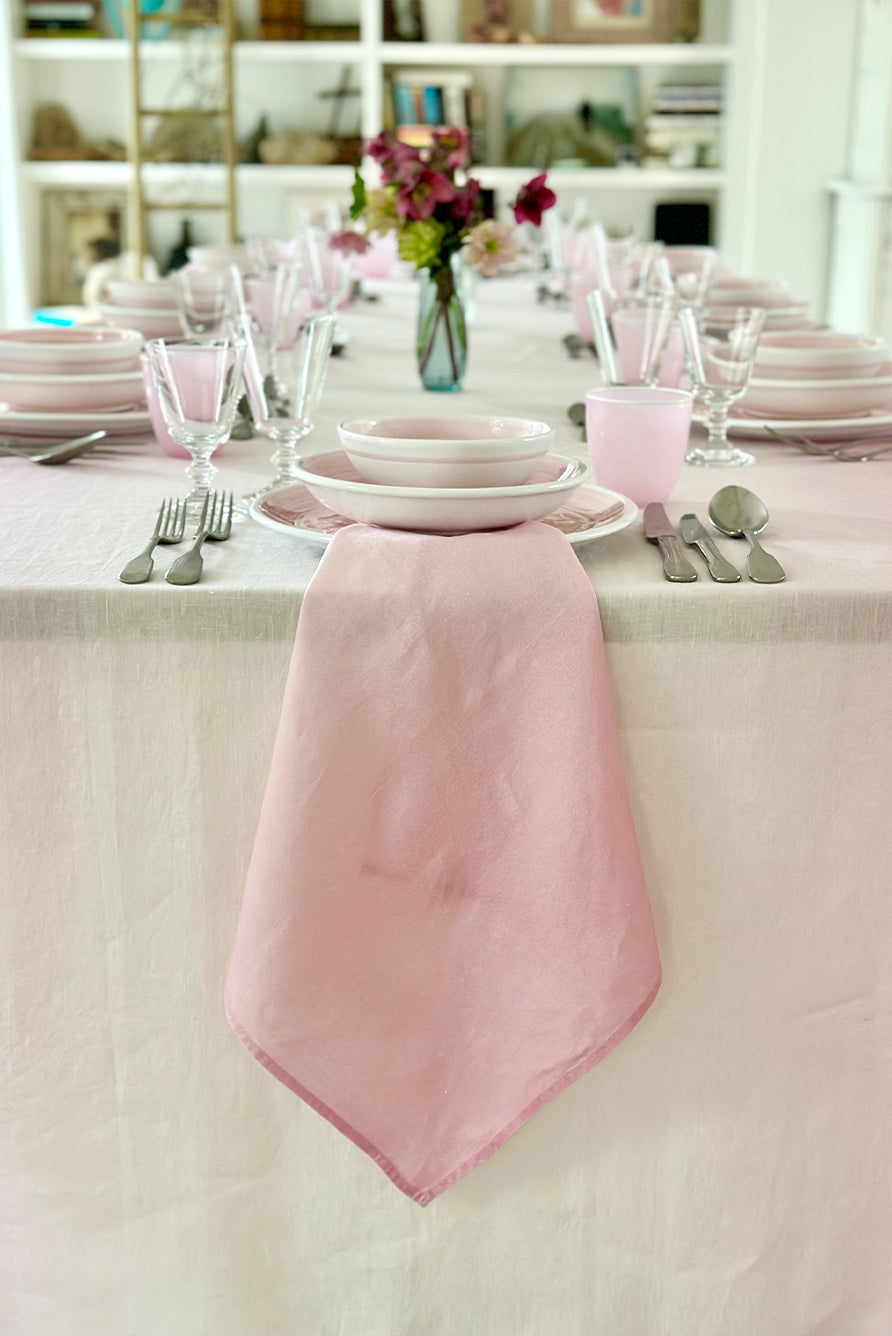 'Simply June' Fade Linen Tablecloth in Pink