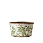 Stoneware Painted Green Floral Plant Pot, Medium 20cm