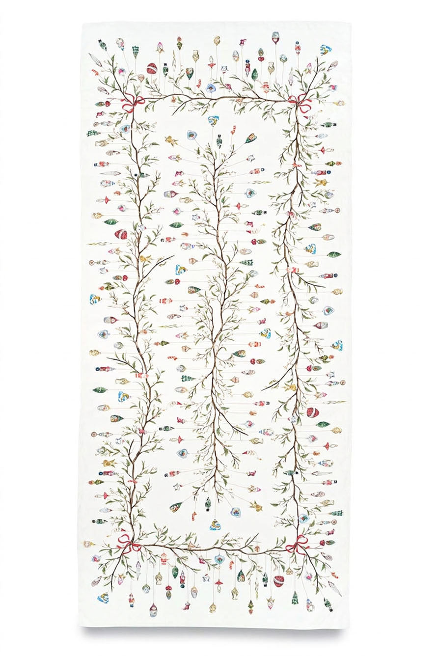 'Christmas Ornaments' Linen Tablecloth
