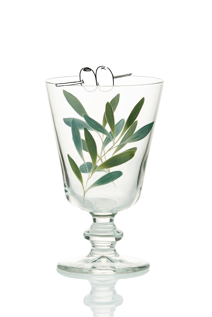 Olive Leaf Wine Glass