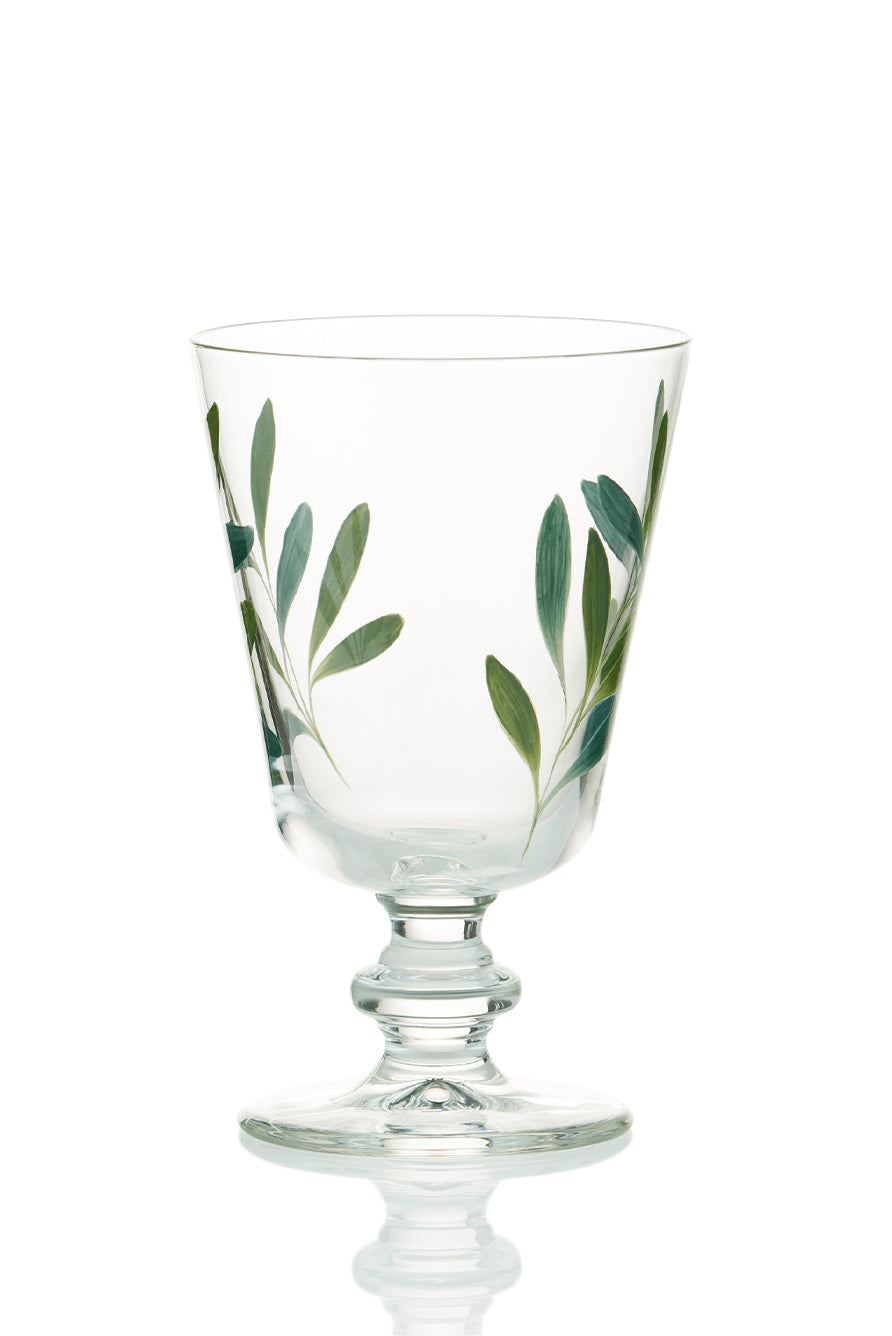Olive Leaf Wine Glass