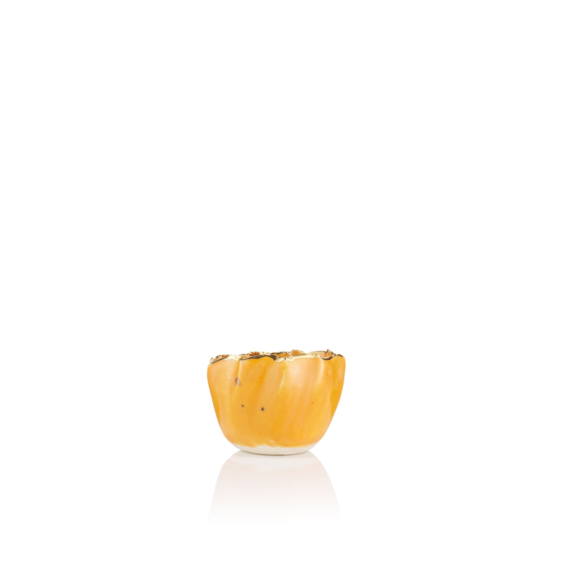 Gold Rim Orange Pinch Pot, 5cm