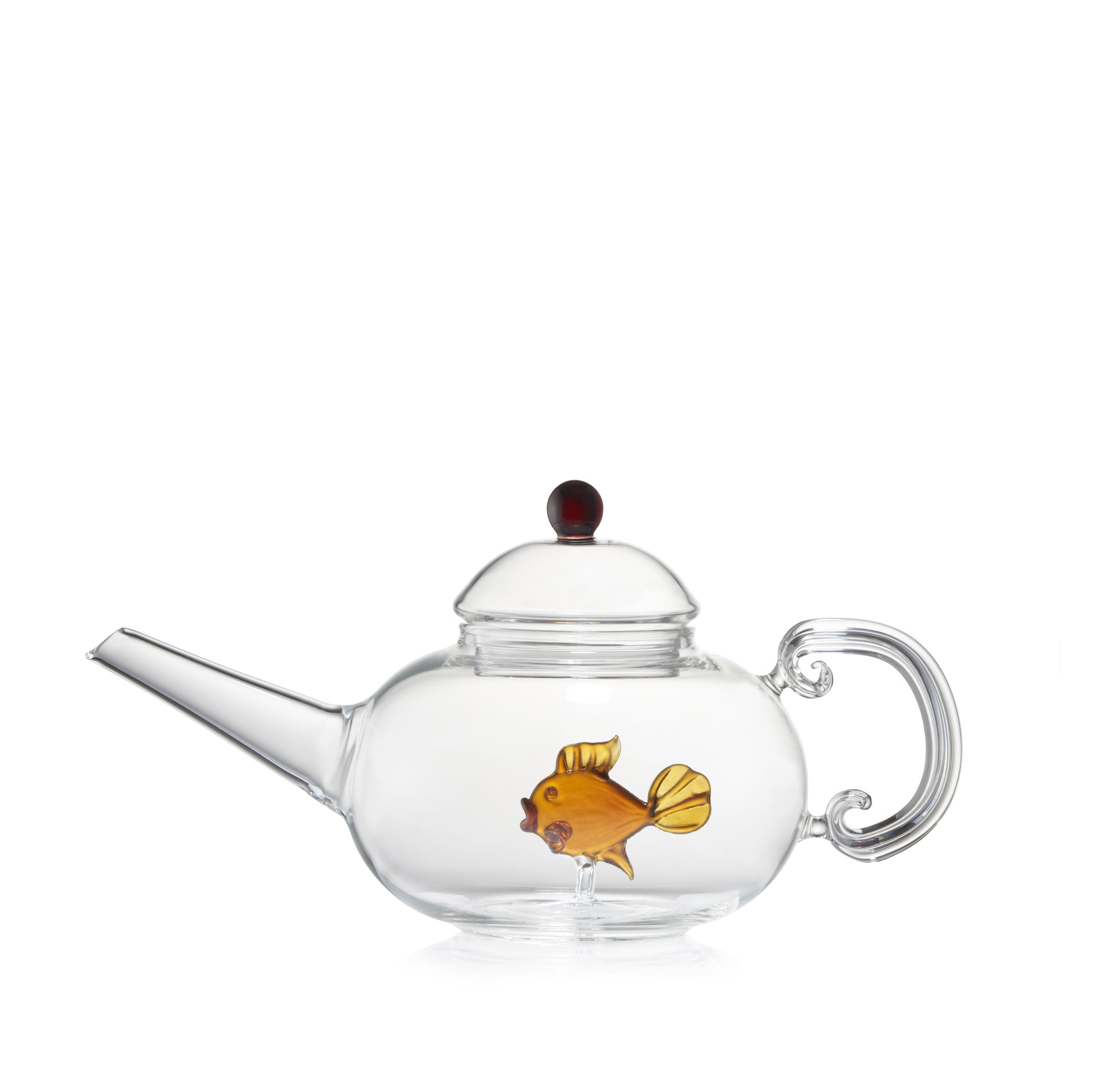 Handblown Orange Fish Tea Pot