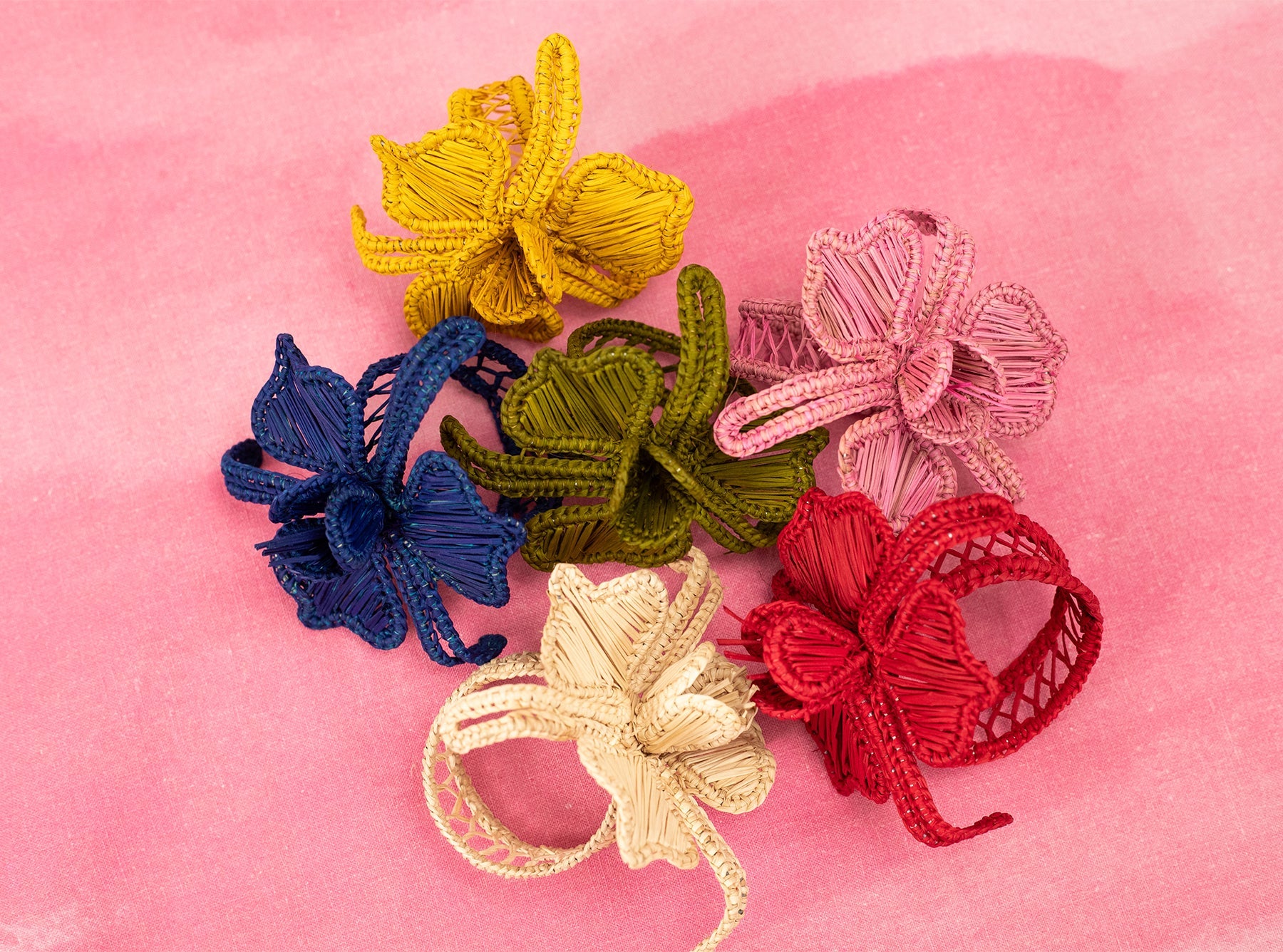 Handwoven Orchid Napkin Ring in Red