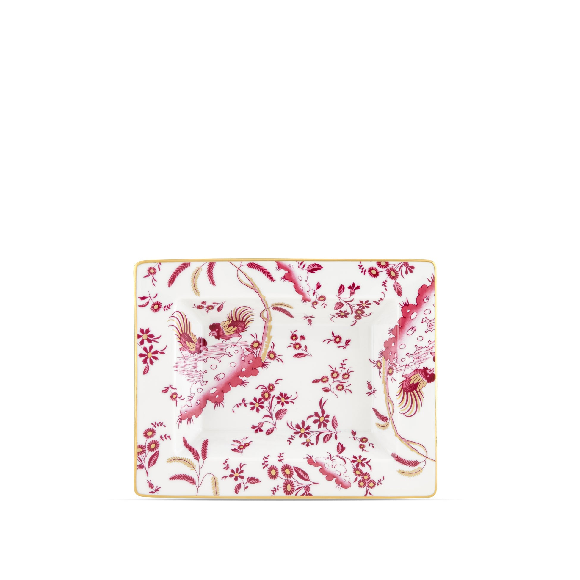 Ginori 1735 Oro di Doccia Magenta Rectangular Tray, 15 x 19cm