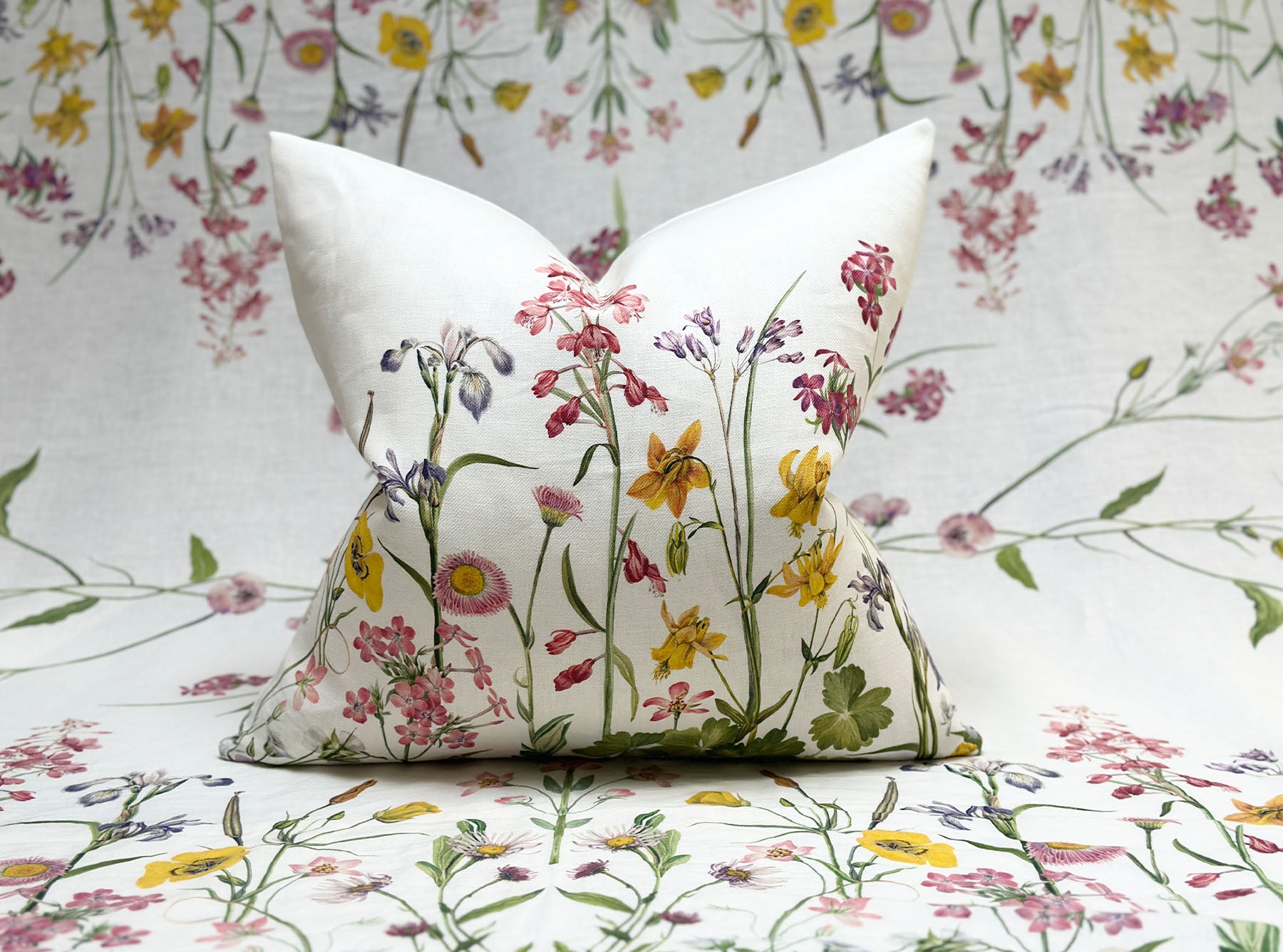 'Our June' Floral Linen Cushion Cover, 50X50cm
