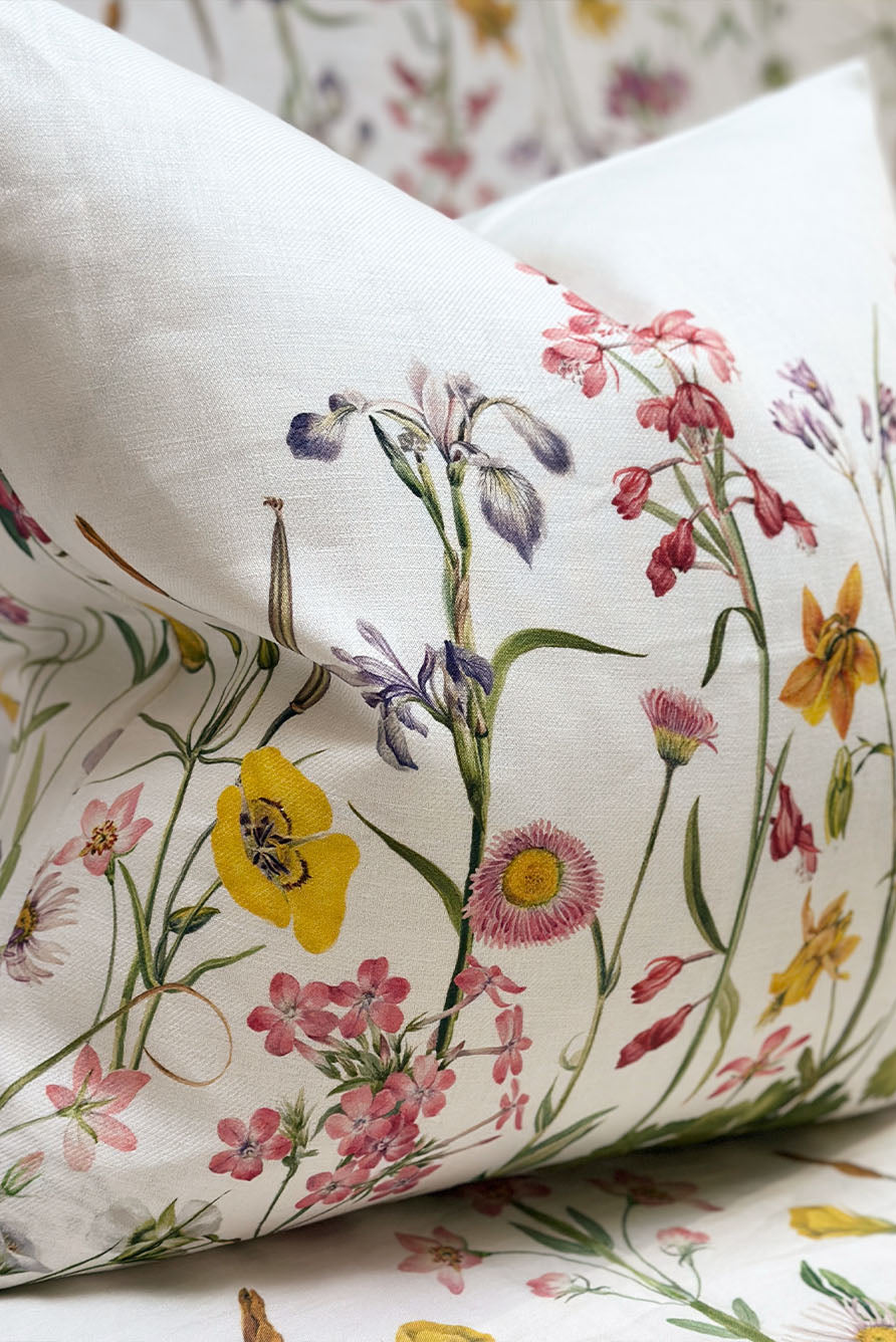 'Our June' Floral Linen Cushion Cover, 50X50cm