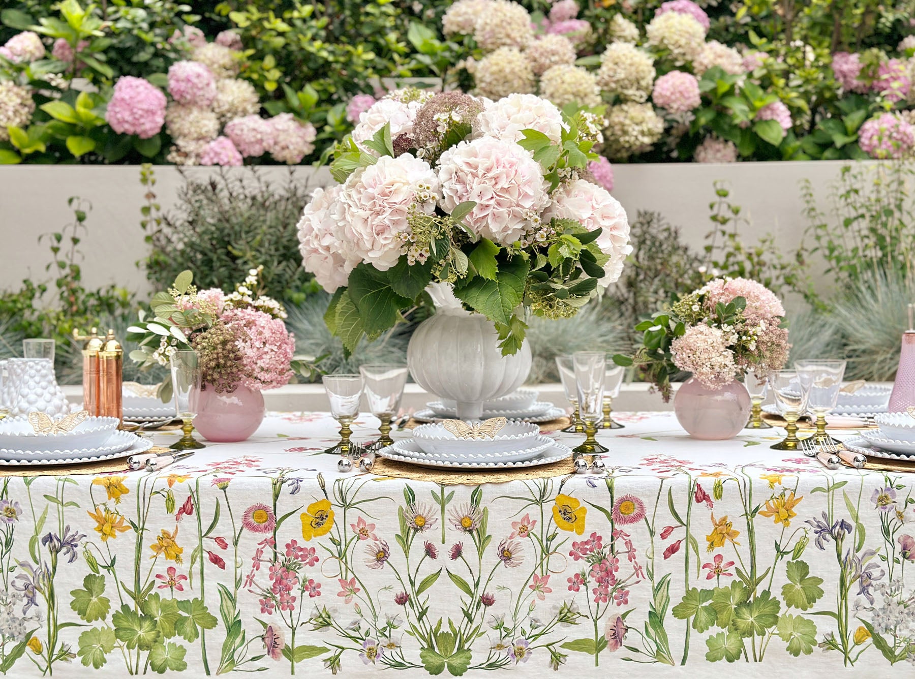 'Our June' Floral Linen Tablecloth