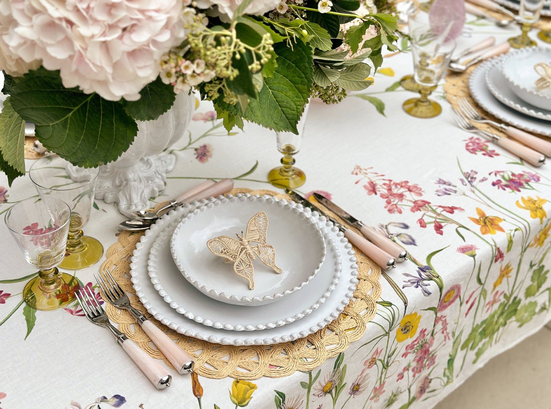 'Our June' Floral Linen Tablecloth