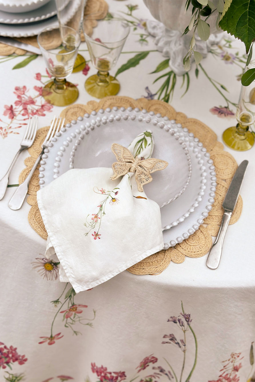 'Our June' Floral Linen Napkin, 50x50cm