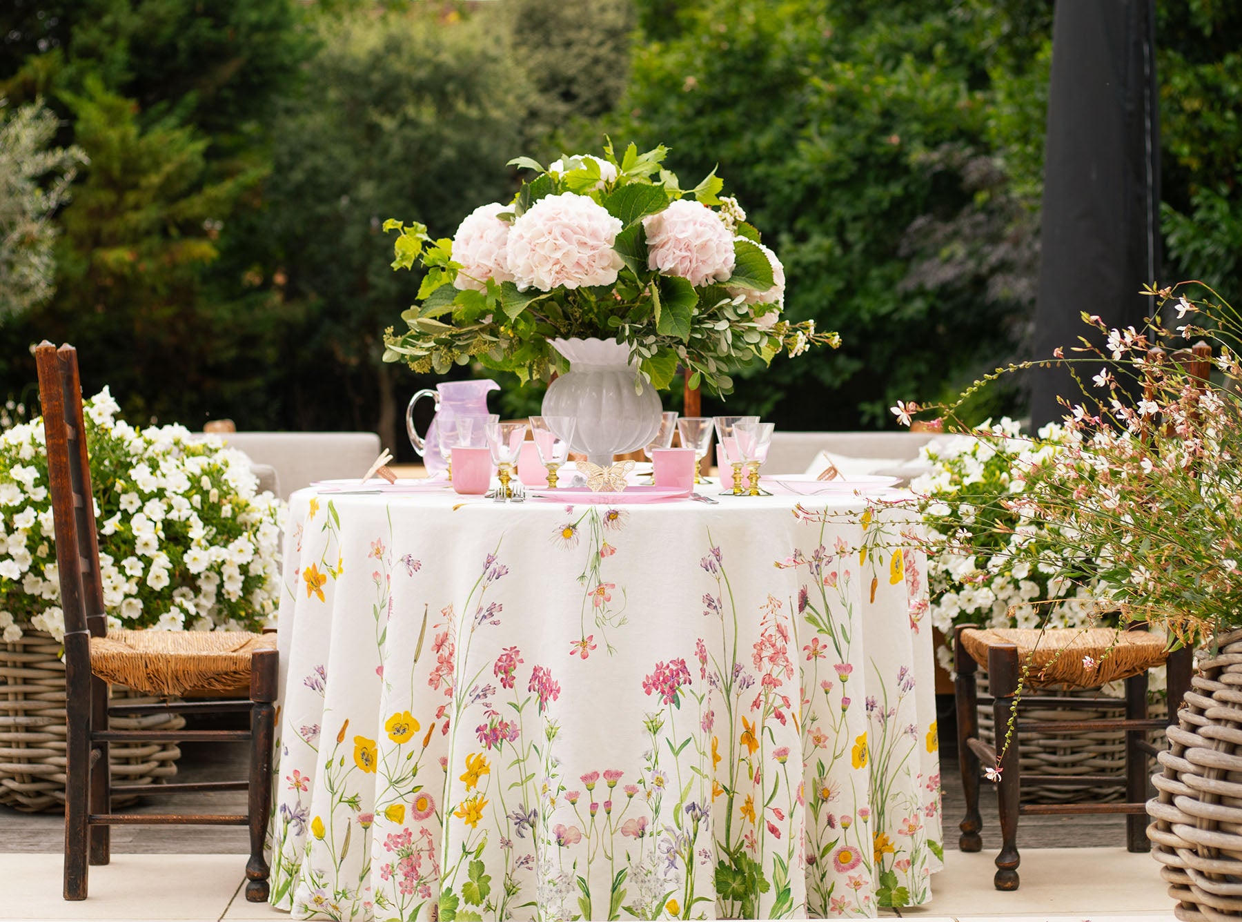 'Our June' Floral Linen Round Tablecloth, 260cm