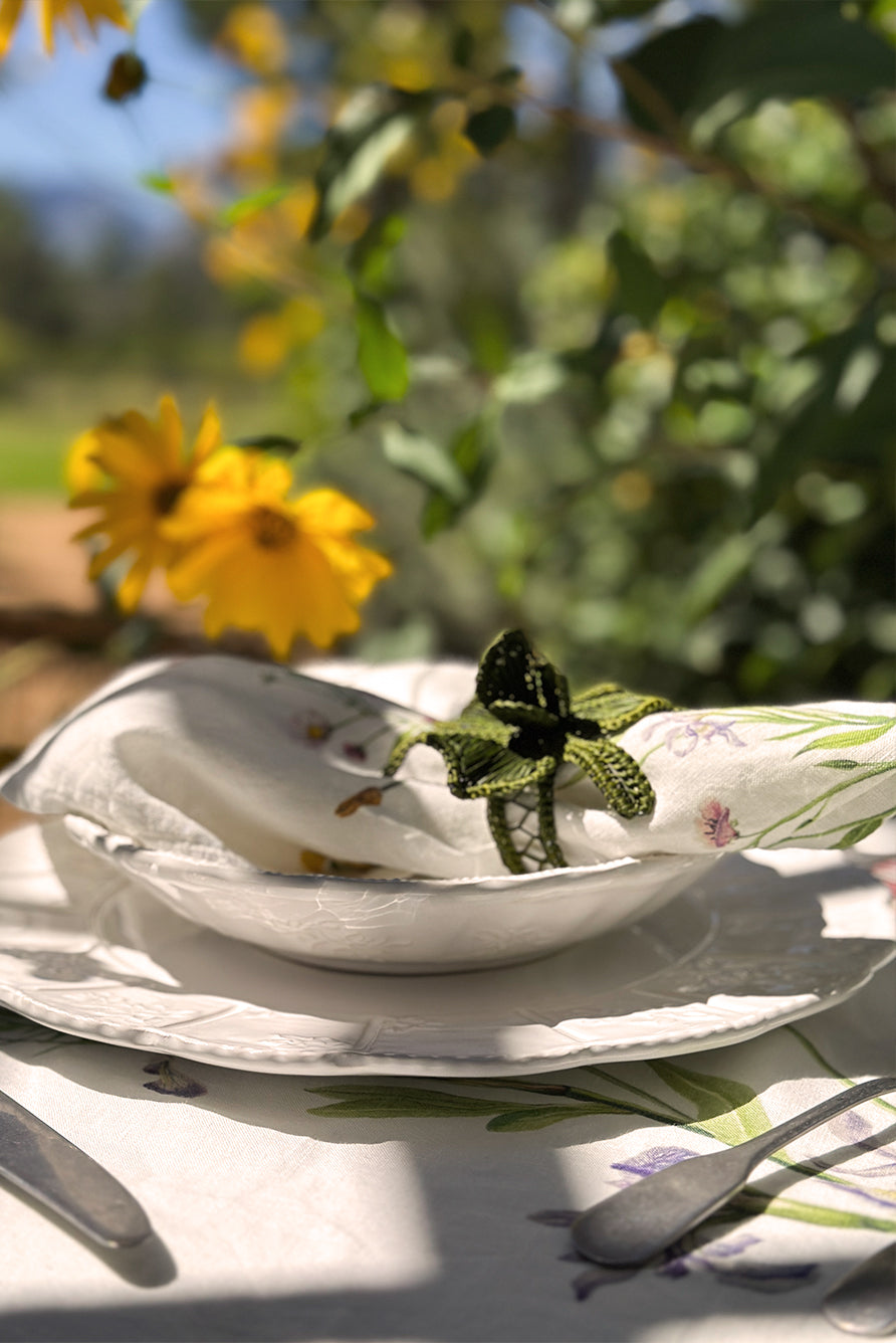 'Our June' Floral Linen Round Tablecloth, 260cm