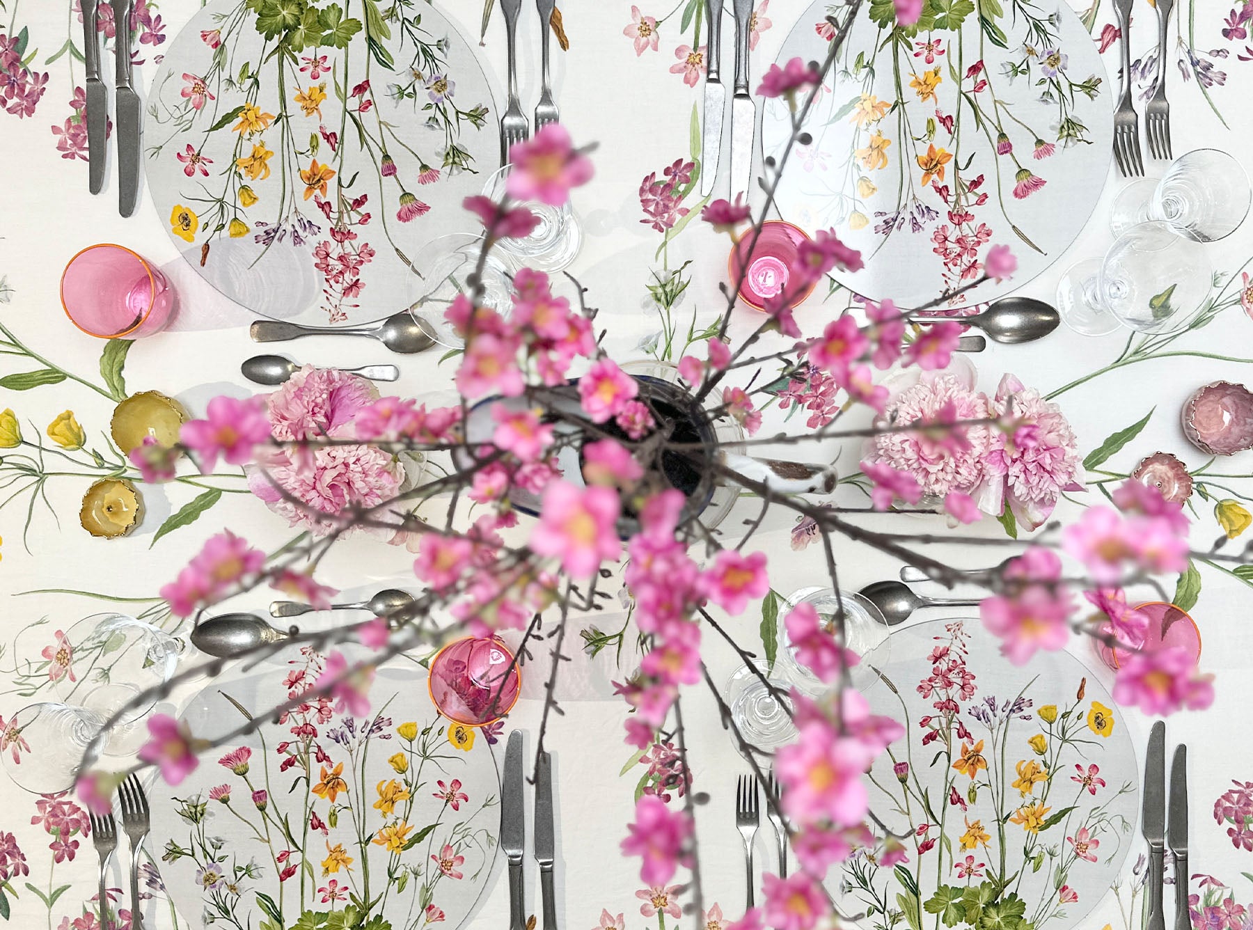 'Our June' Floral Round Cork-Backed Placemat, 34cm