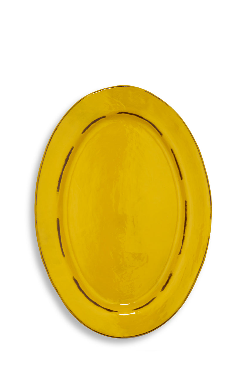 Ceramic Oval Platter in Yellow