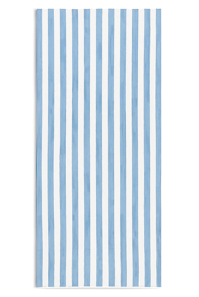 'Stripe' Linen Tablecloth in White & Pale Blue