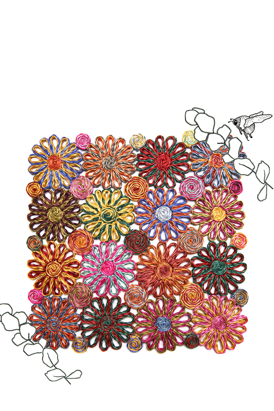 Patchwork Daisy Square Placemat in Multicolour, 40cm