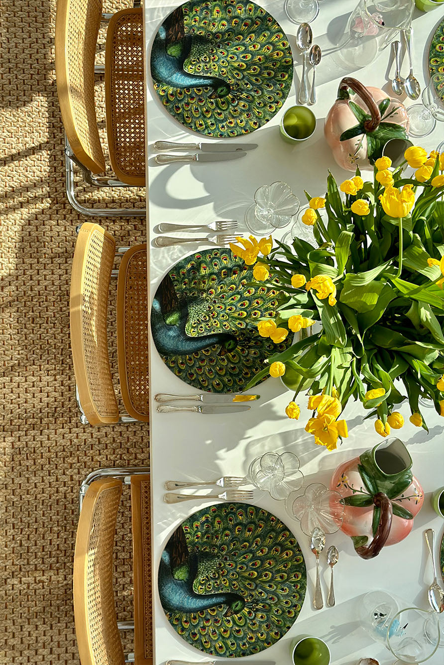 S&B x John Derian 'Peacock' Round Cork-Backed Placemat, 34cm