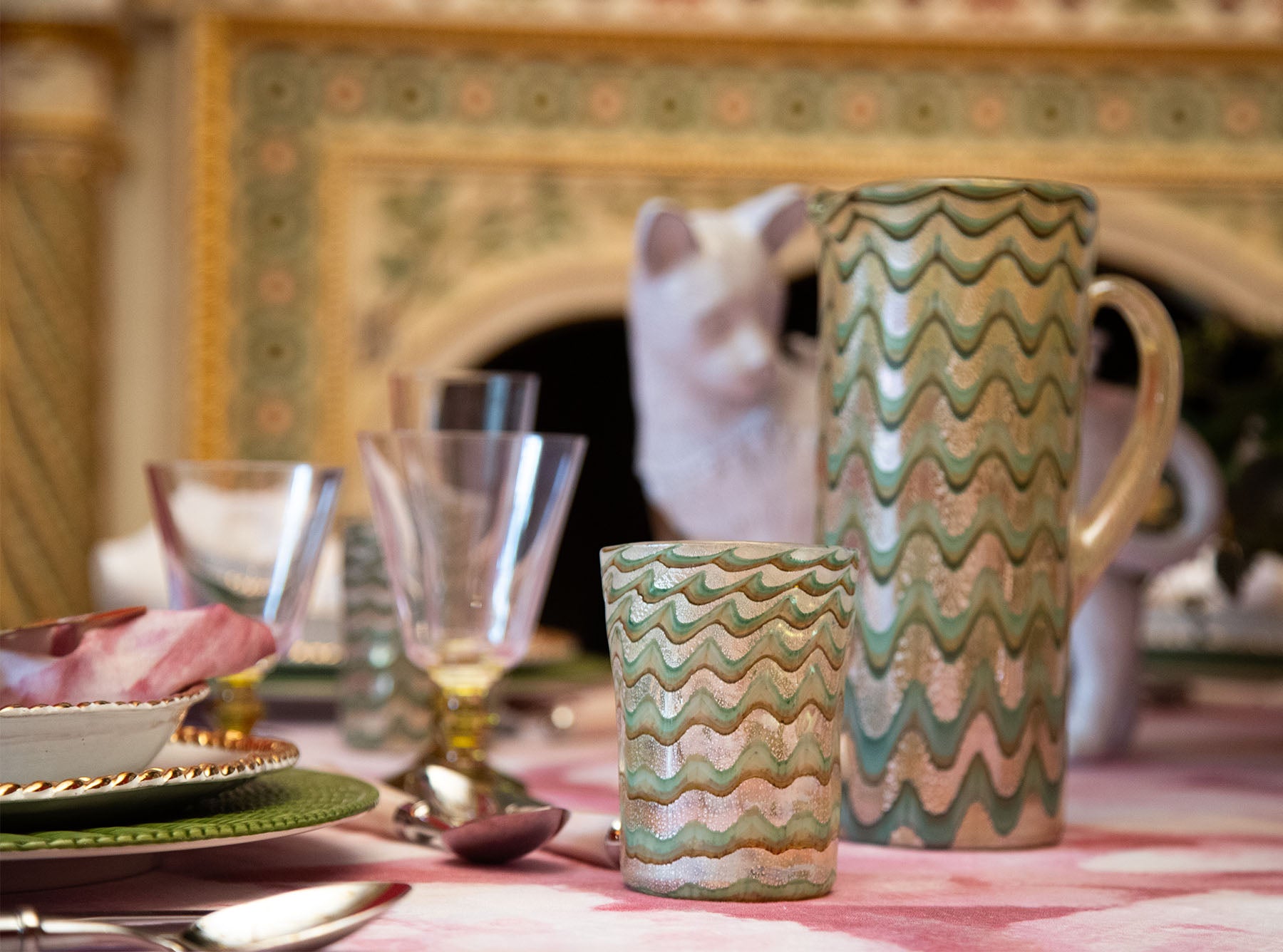 Pink Painted 'Peony' Linen Tablecloth, 260cm