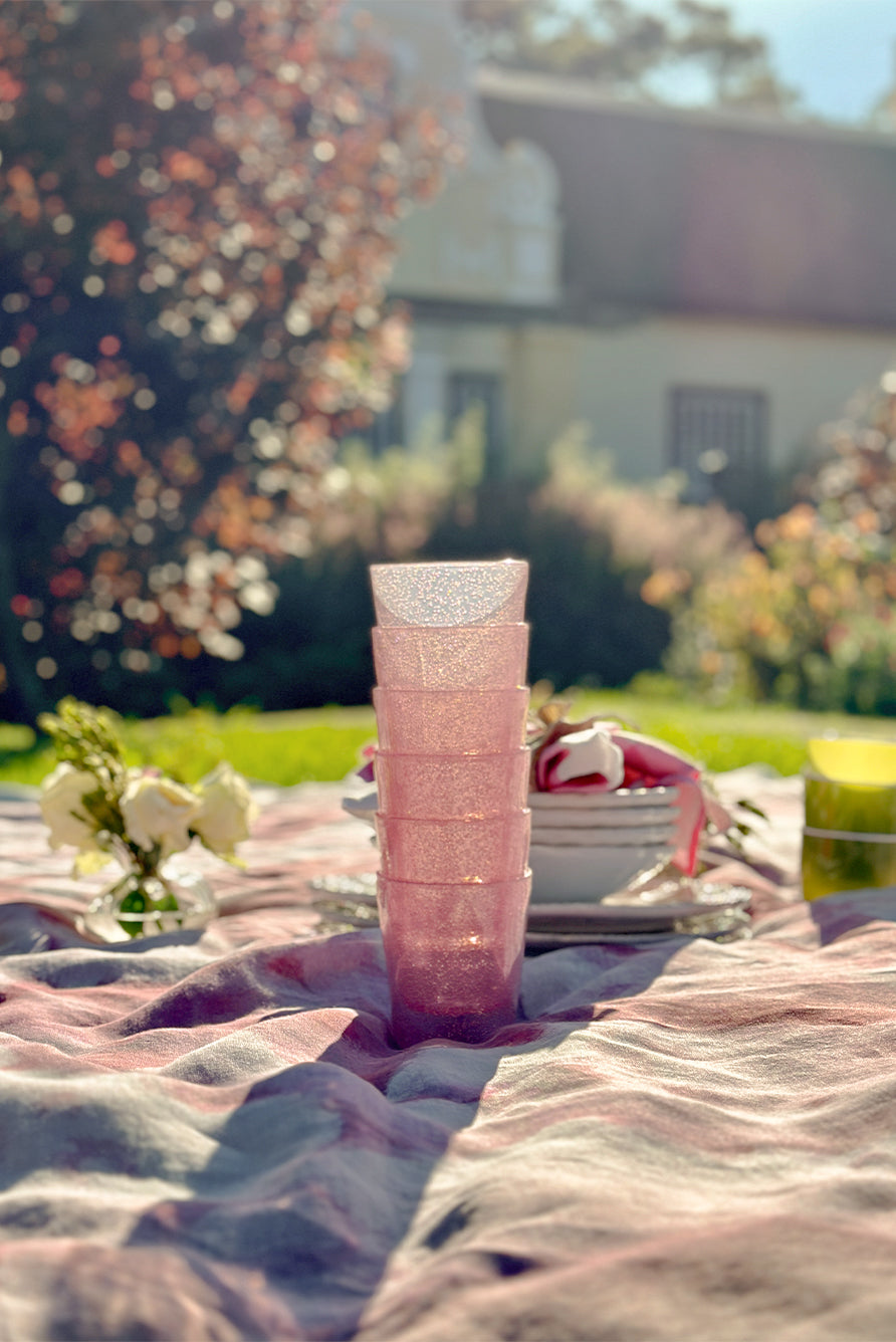 Pink Painted 'Peony' Linen Tablecloth