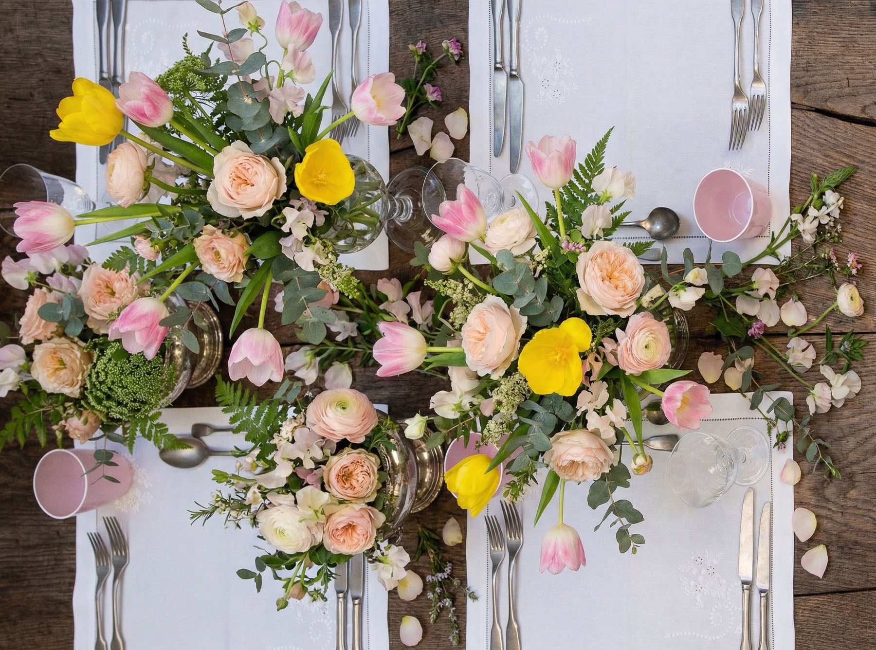'Petit Bouquet' Embroidered Cotton Placemat, 35cm x 50cm